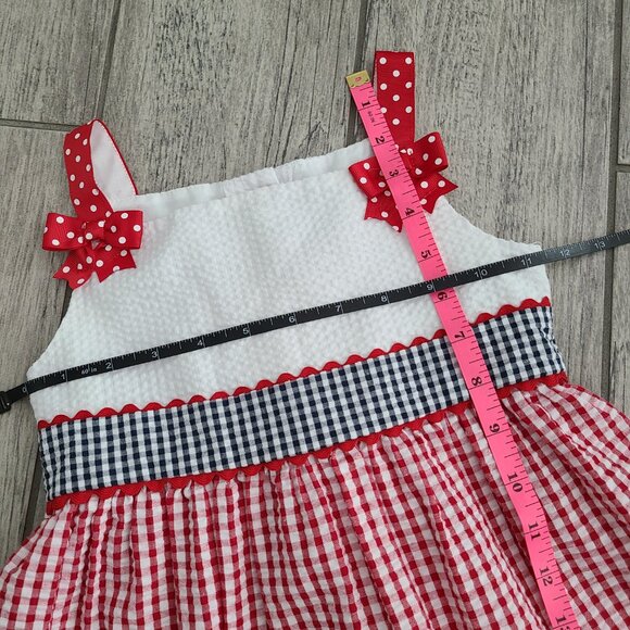 Emily Rose patriotic dress red gingham butterfly with bow girls size 5 - Picture 8 of 11